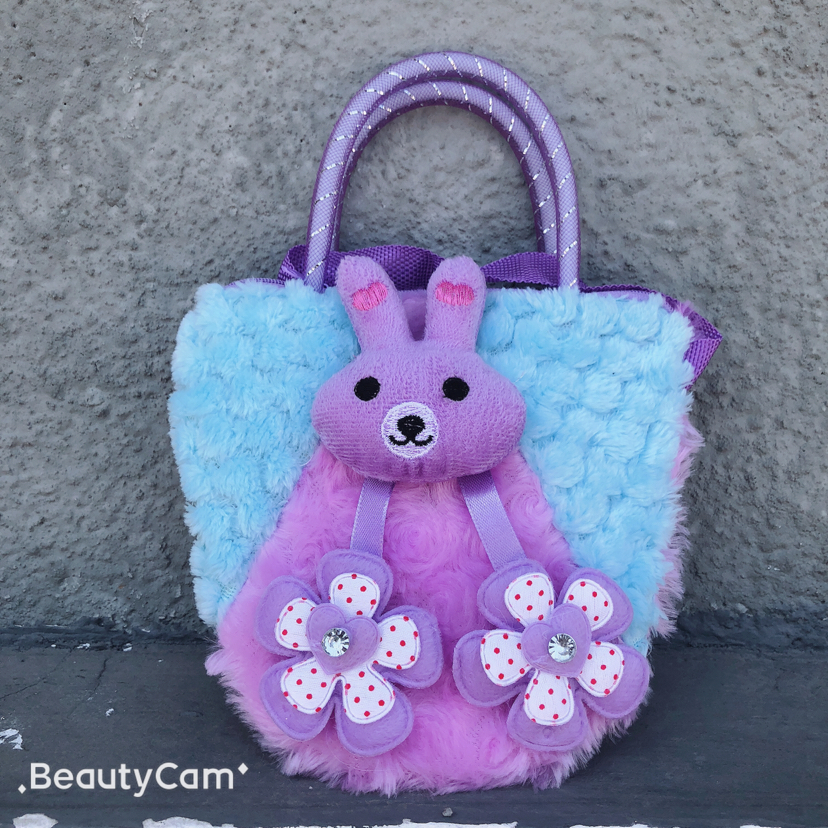 Children's cartoon bags, plush crossbody bags, single-shoulder bags, crossbody bags, gold thread handbags, cartoon bags details Picture