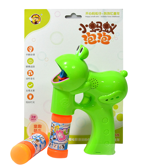 Solid-color new frog bubble machine, bubble gun with music and light, fully automatic bubble-blowing toy full figure