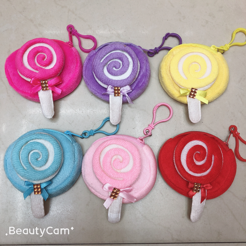 Plush coin purse accessories wallet, plush wallet 8cm bag wallet, lollipop coin purse