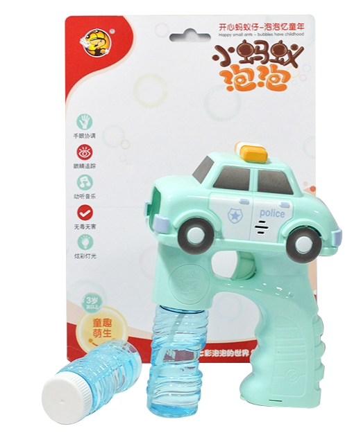 Solid color fire protection. Police car bubble machine bubble gun with music and light, fully automatic bubble-blowing toy Specification image