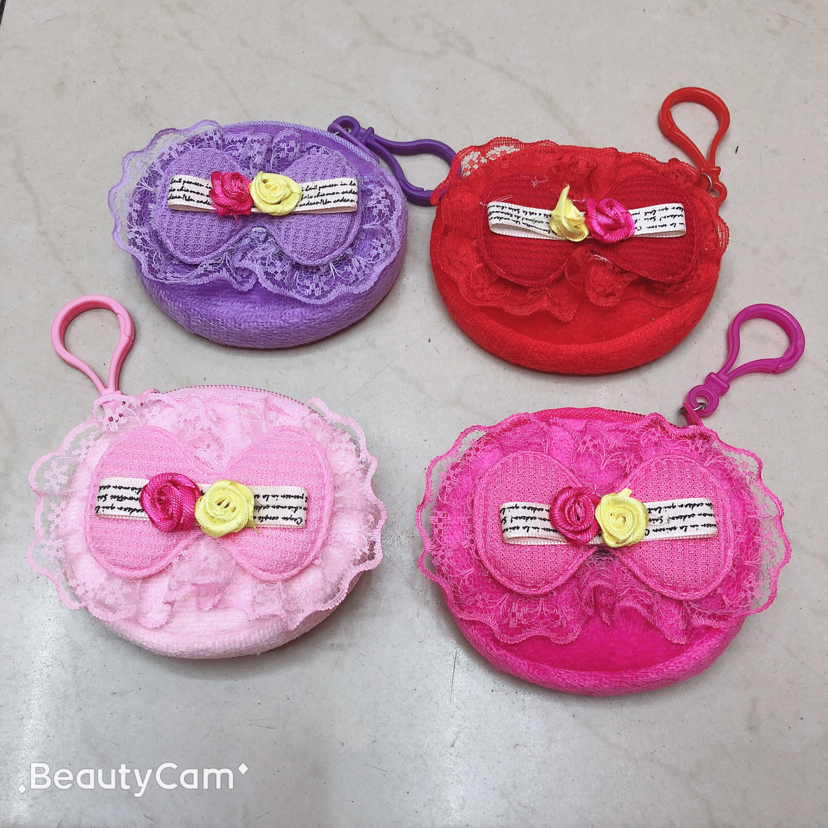 Accessory wallet, plush coin purse, 8cm coin purse, bow wallet details Picture