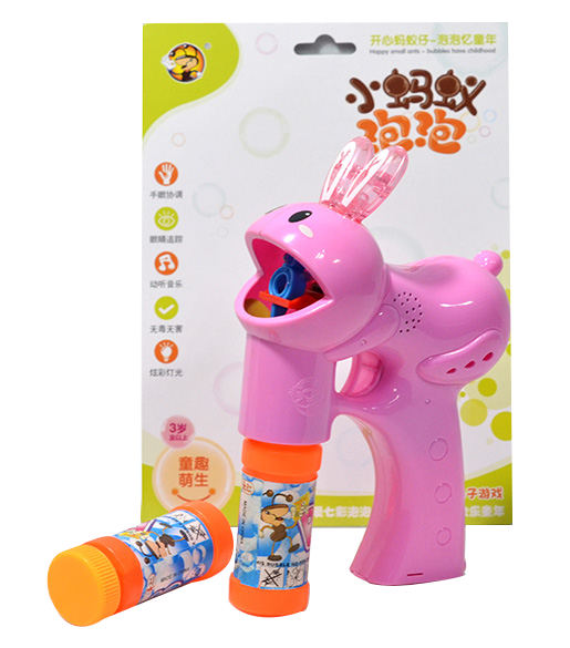 Solid-color new rabbit bubble machine with dual flashing lights and music, fully automatic bubble-blowing toy full figure
