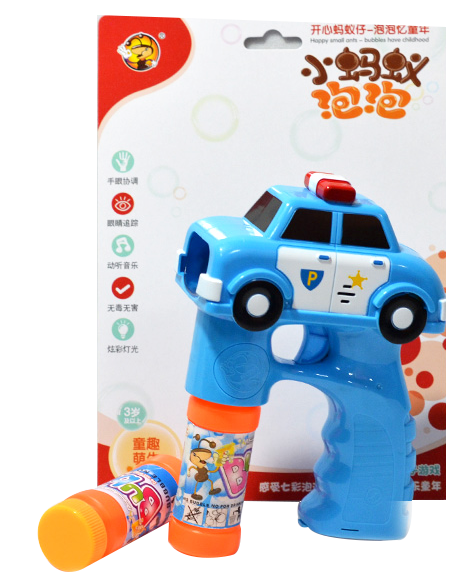 Solid color fire protection. Police car bubble machine bubble gun with music and light, fully automatic bubble-blowing toy details Picture