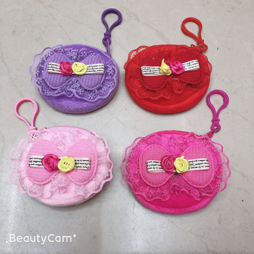 Accessory wallet, plush coin purse, 8cm coin purse, bow wallet Specification drawing