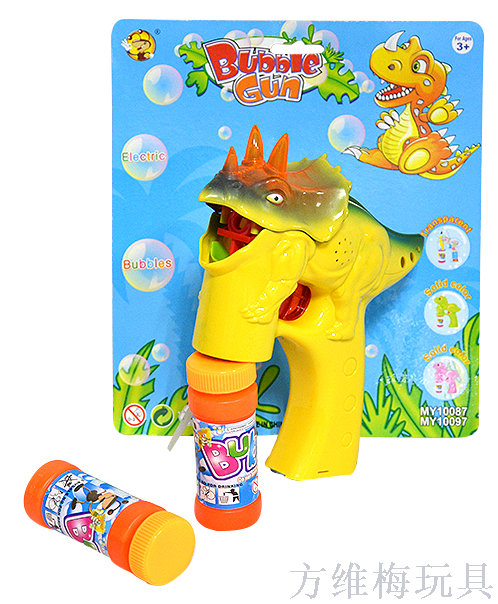 Solid-color new dinosaur bubble machine, bubble gun with music and light, fully automatic bubble-blowing toy details Picture