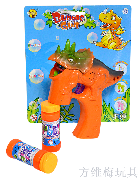 Solid-color new dinosaur bubble machine, bubble gun with music and light, fully automatic bubble-blowing toy