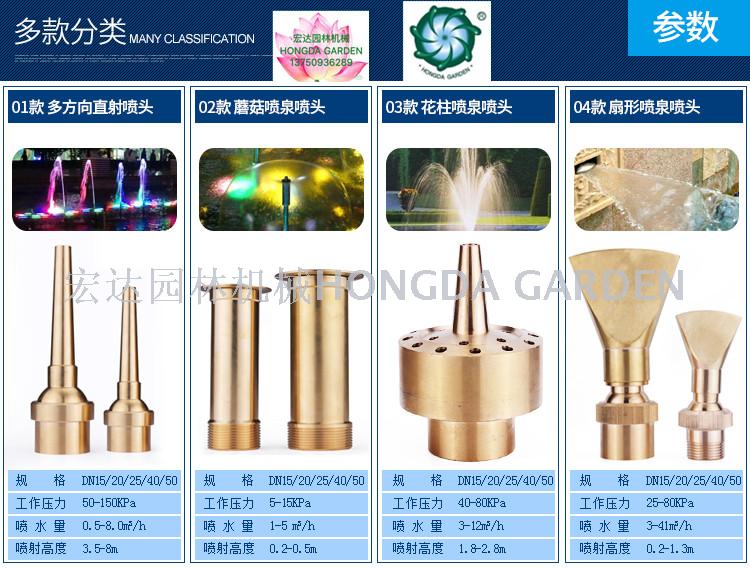 Fountain nozzles, universal mushroom-shaped gushes, cedar flower columns, fan-shaped musical water, landscape water pools, fish ponds, courtyard water spray heads Application Scenario