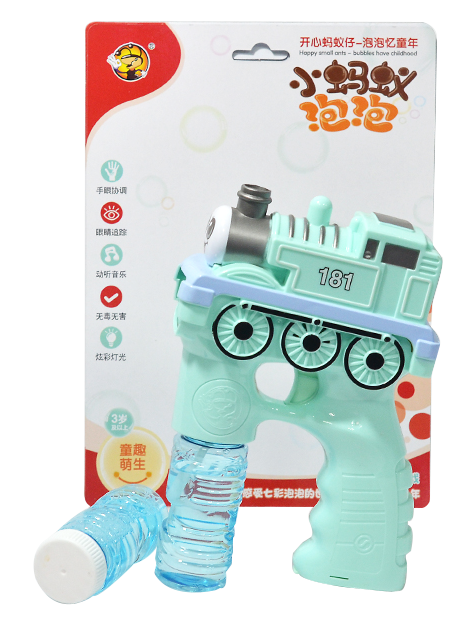 Solid-color little train bubble machine bubble gun with music, light and fully automatic bubble blowing Application Scenario