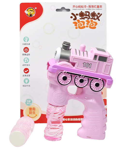 Solid-color little train bubble machine bubble gun with music, light and fully automatic bubble blowing Specification image