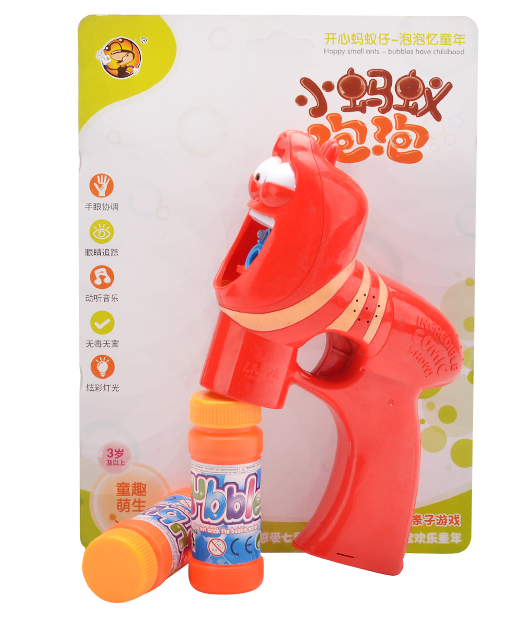 Solid-color big red bug. Yellow bug bubble machine, bubble gun, music, light, fully automatic bubble-blowing toy details Picture