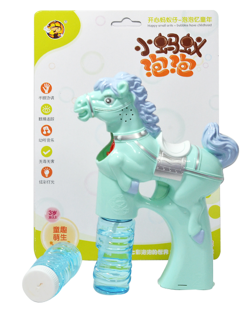 Solid color pony Bubble machine Bubble gun Music luminous automatic bubble blowing toy thumbnail