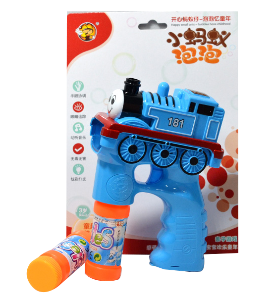 Solid-color little train bubble machine bubble gun with music, light and fully automatic bubble blowing details Picture