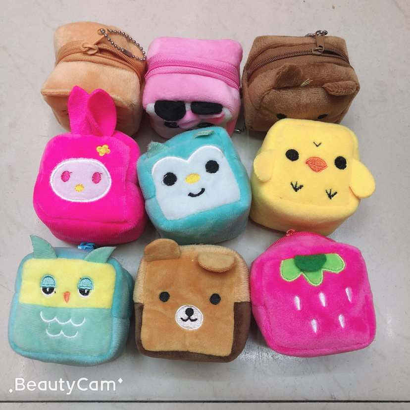 Plush toy bag, coin purse, three-dimensional wallet, three-dimensional cartoon coin purse, keychain, three-dimensional wallet, square bag details Picture