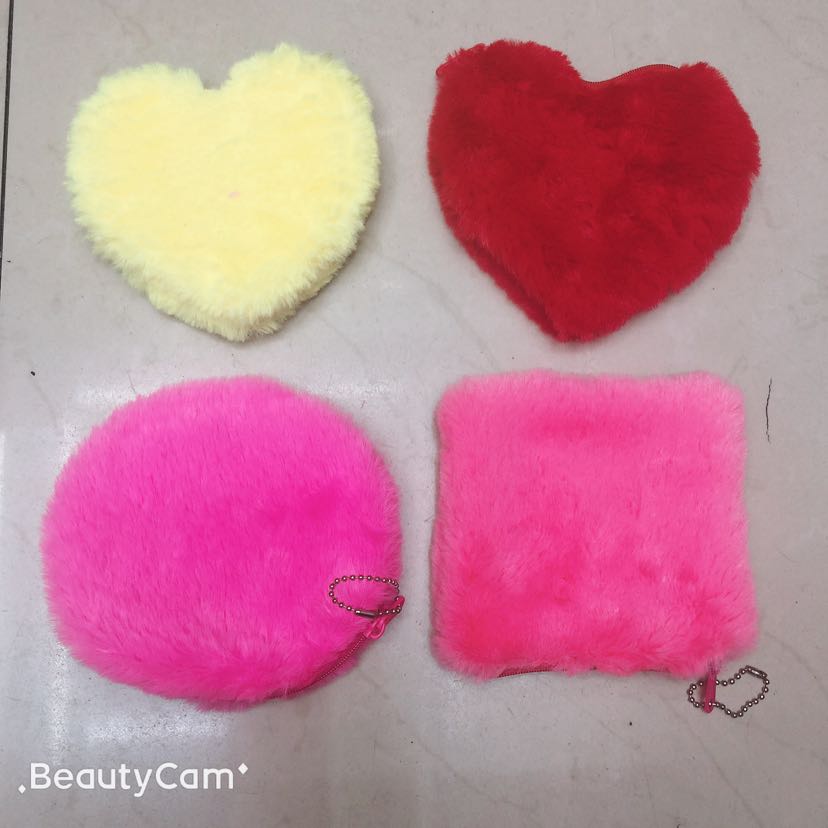 Plush wallet, heart-shaped plush coin wallet, coin wallet plush bag, long plush bag, 10cm loose change full figure