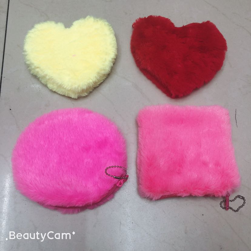 Plush wallet, heart-shaped plush coin wallet, coin wallet plush bag, long plush bag, 10cm loose change details Picture
