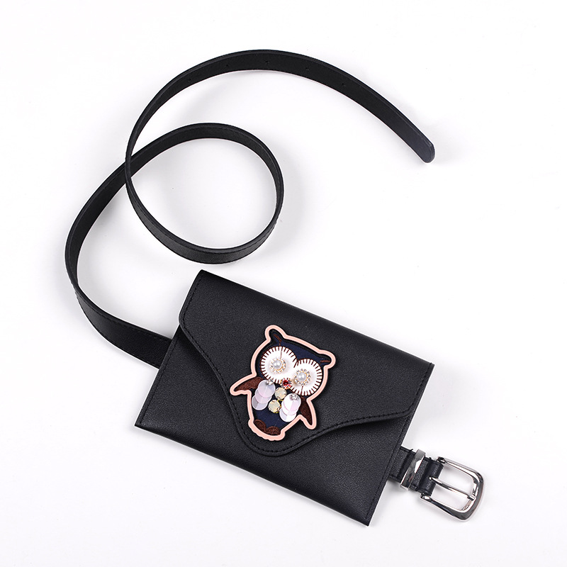 2018 new European and American fashion women's waist bag with embroidered animal decorations, needle buckle riveted pants and belt details Picture