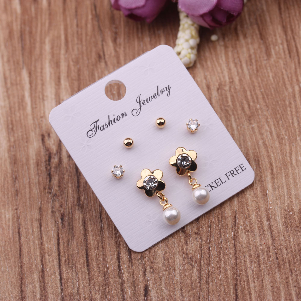 Korean version simple and elegant student earrings with multiple ear holes, mini and cute small ear bone studs, rose gold set of small ear studs