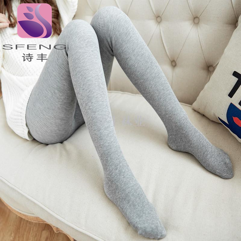 袜子地摊一件代发燕姐1900D打底袜 加厚灰色棉竖条一体裤 连裤袜脚保暖裤一件代发