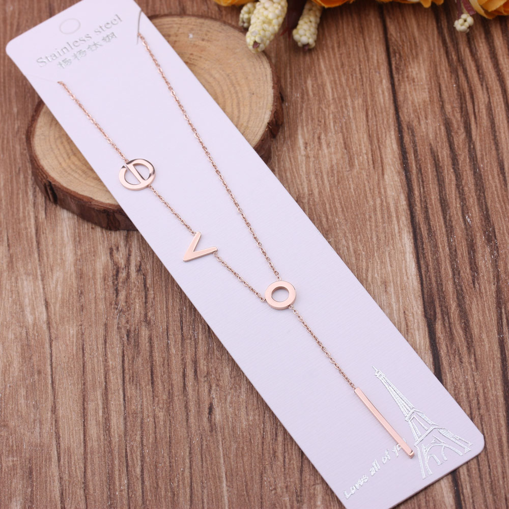 Four-leaf clover necklace, 18k rose gold, Taiyuan Iron and Steel color gold titanium steel collarbone chain, Instagram cool clover pendant, Internet celebrity Specification image