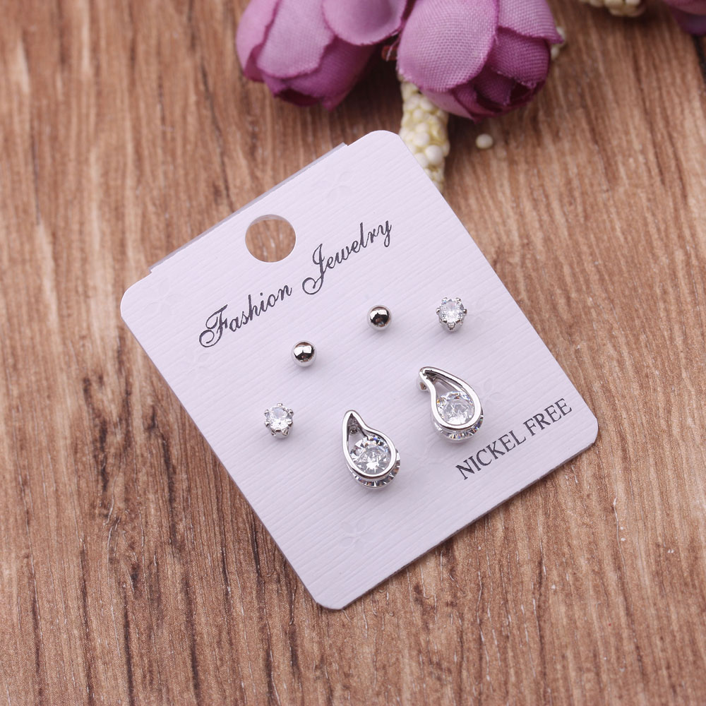 Korean version simple and elegant student earrings with multiple ear holes, mini and cute small ear bone studs, rose gold set of small ear studs Specification image