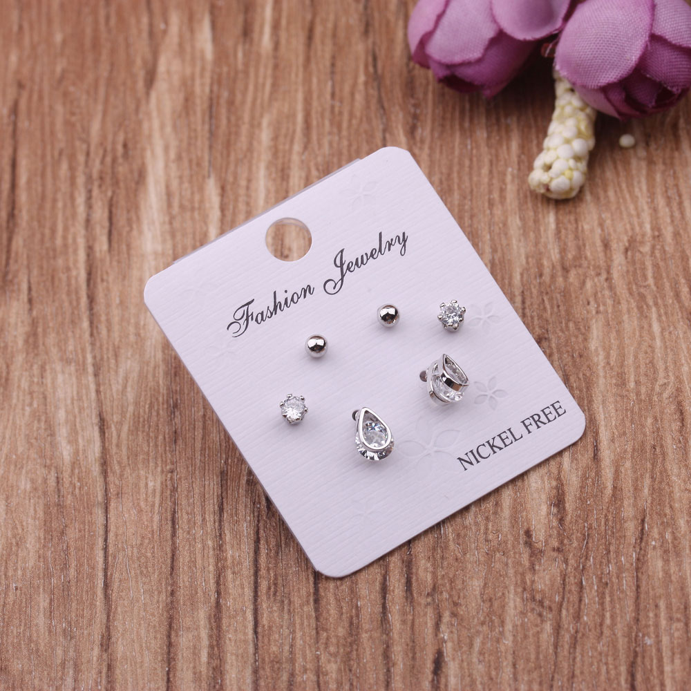 Korean version simple and elegant student earrings with multiple ear holes, mini and cute small ear bone studs, rose gold set of small ear studs details Picture