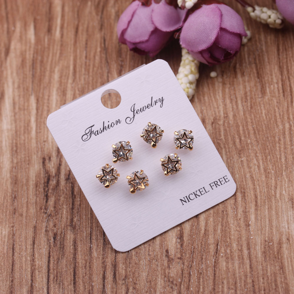 Korean mini personalized and elegant accessories, fashionable and small short stud set, exquisite zircon women's anti-allergy details Picture