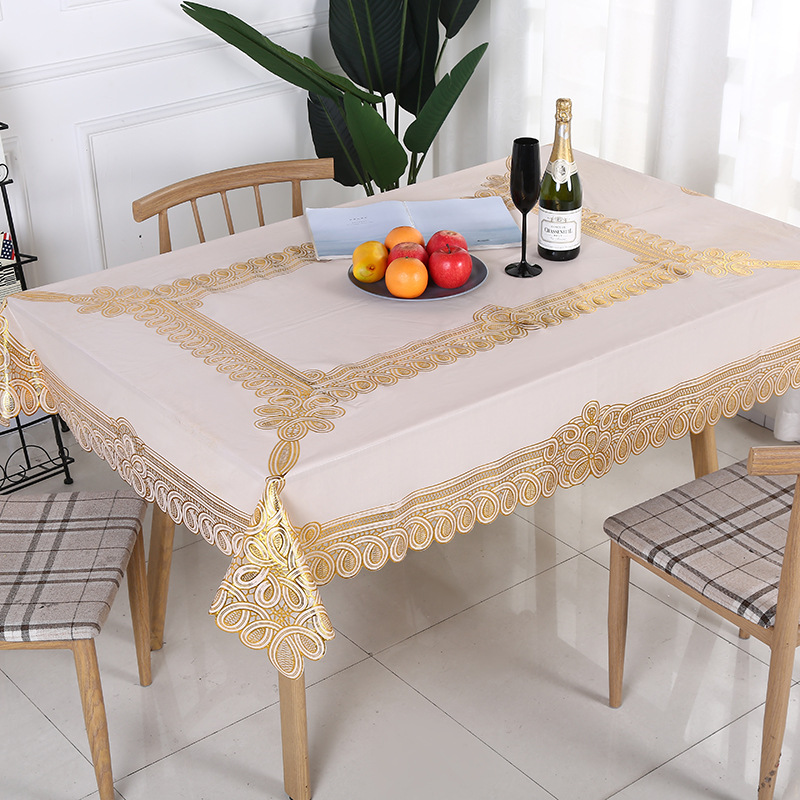 New high-end PVC gold and silver embossed special edition tablecloths in rectangular shape, customizable European-style tea table MATS wholesale details Picture