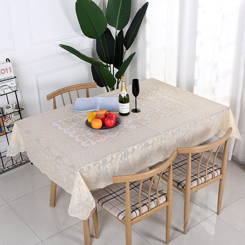 New high-end PVC gold and silver embossed special edition tablecloths in rectangular shape, customizable European-style tea table MATS wholesale full figure