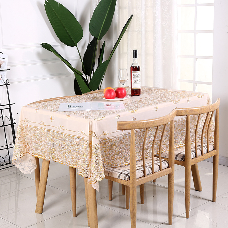 New high-end PVC gold and silver embossed special edition tablecloths in rectangular shape, customizable European-style tea table MATS wholesale Specification drawing