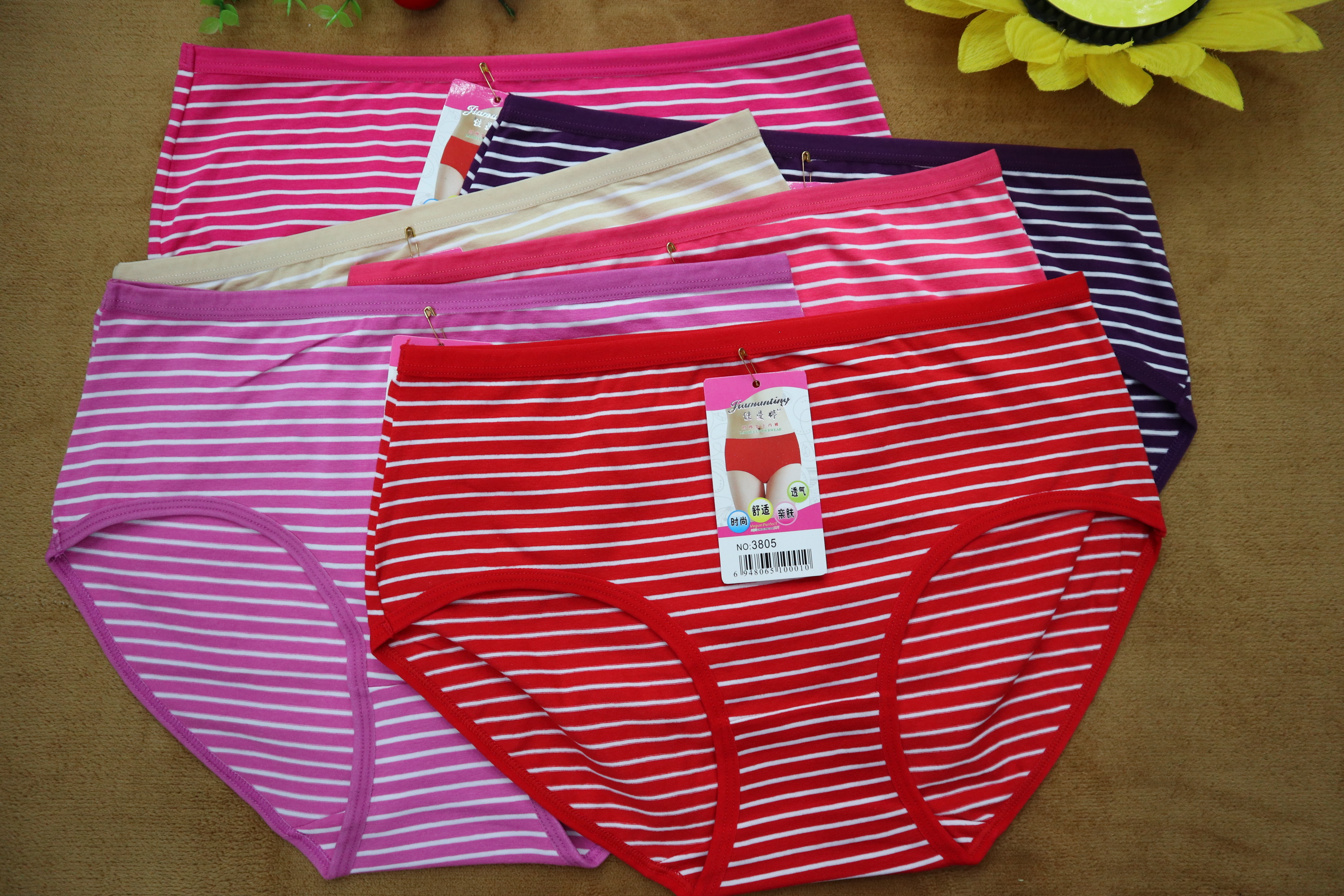 女士内裤精梳棉条纹内裤纯棉条纹少女裤女三角裤