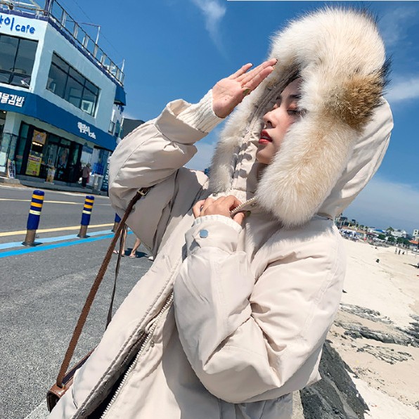 Autumn and winter down jackets for women with large fur collars, loose cotton-padded jackets for students, fashionable outerwear Specification image
