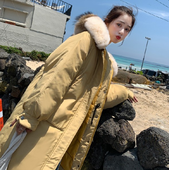 Autumn and winter down jackets for women with large fur collars, loose cotton-padded jackets for students, fashionable outerwear