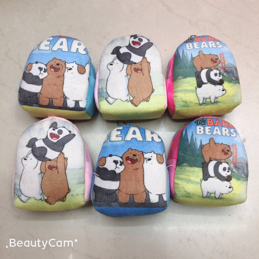 Three-dimensional small schoolbag, coin purse, coin purse, double-sided printed coin purse, bear coin purse