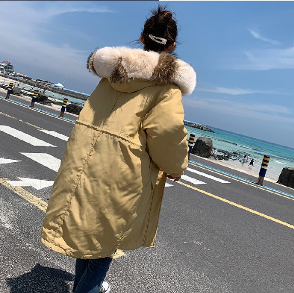 Autumn and winter down jackets for women with large fur collars, loose cotton-padded jackets for students, fashionable outerwear details Picture