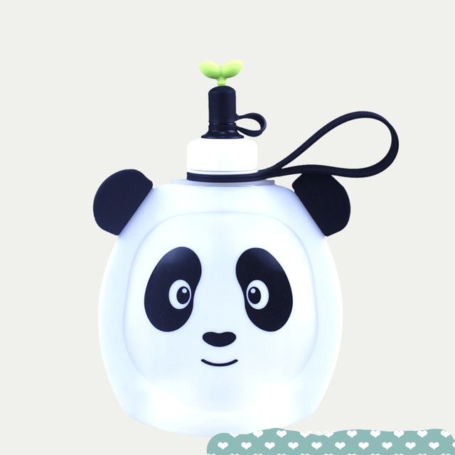 卡通硅胶水壶婴幼儿铂金级硅胶户外可斜挎运动旅行水壶350ml