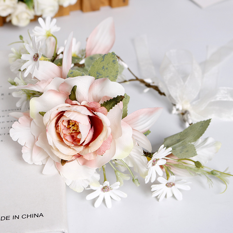 花环发带儿童仿真向日葵发箍粉色大花朵头花夏季海边沙滩唯美饰品