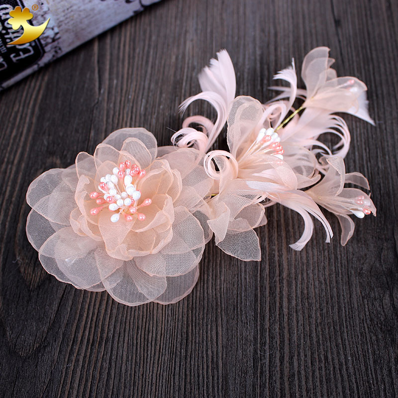 Fashionable and creative European-style flower vintage hair clips, side clips, top clips, headwear, soft and flowing accessories for wedding and dinner parties Specification image