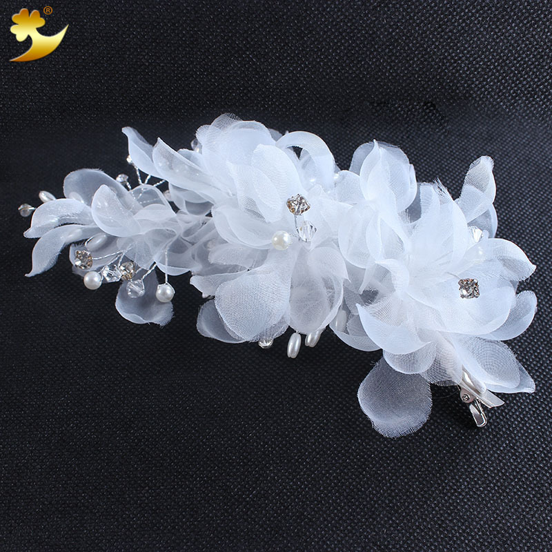 Wholesale of Korean-style handcrafted silk hair accessories, bride side clips, wedding dress hairpins, and bride hair clips Specification image