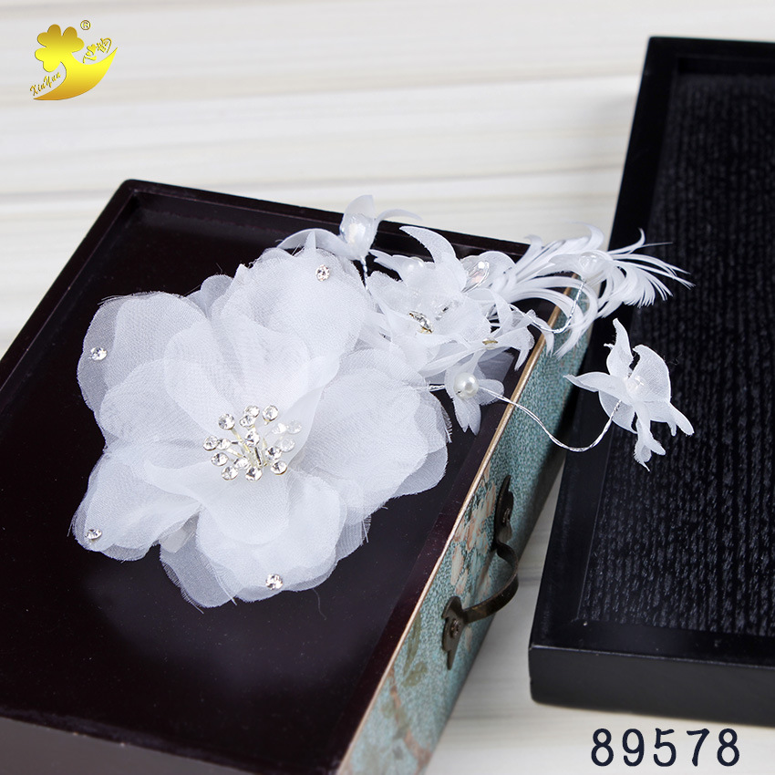 Handmade headwear for brides, Korean-style girls' stage performance accessories, white hair accessories, wedding and wedding updo accessories, hair flowers Specification image
