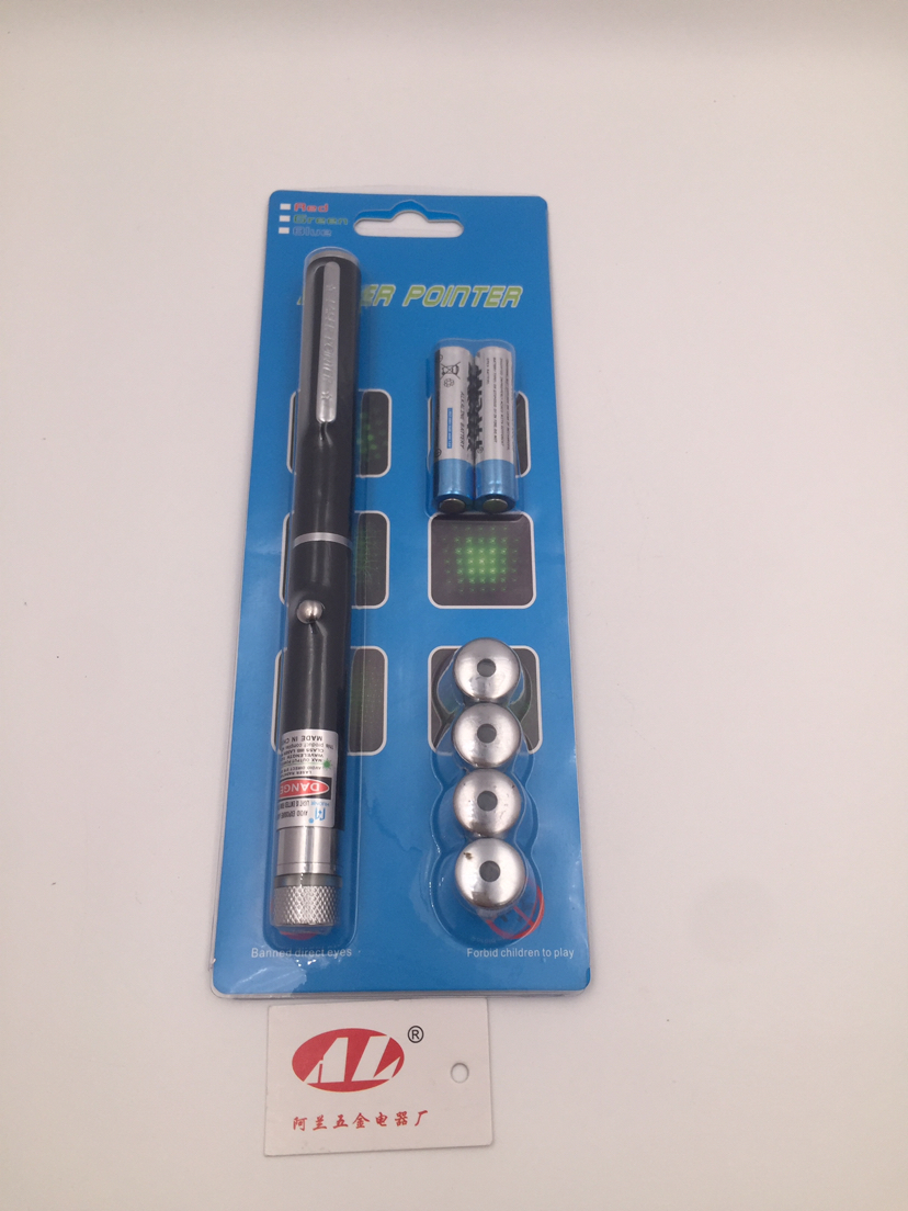Five-head double battery green pen laser flashlight Green star pattern laser light