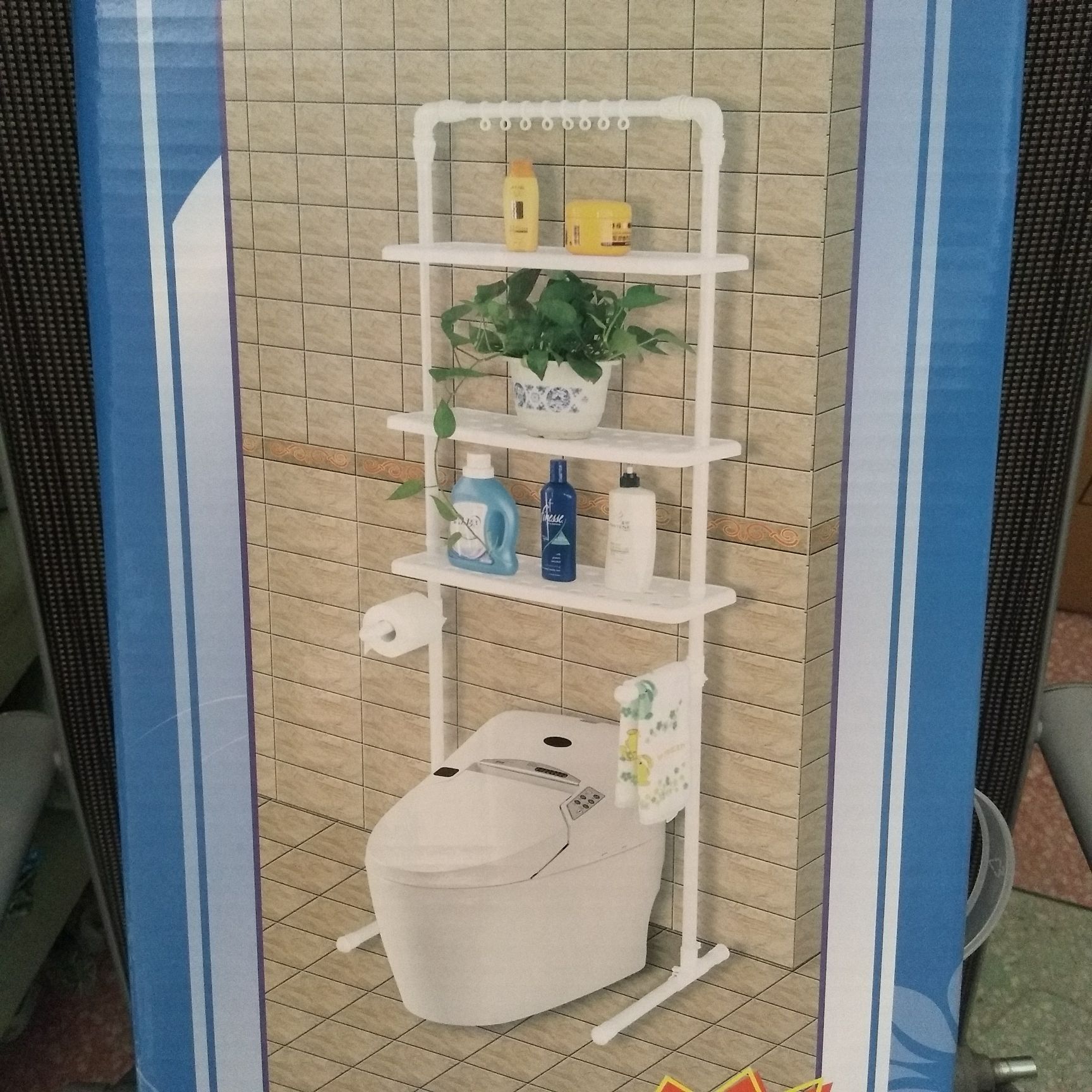 Bathroom storage rack, wall-mounted floor-standing toilet, toilet washroom, non-drilling washing machine, washbasin storage rack details Picture