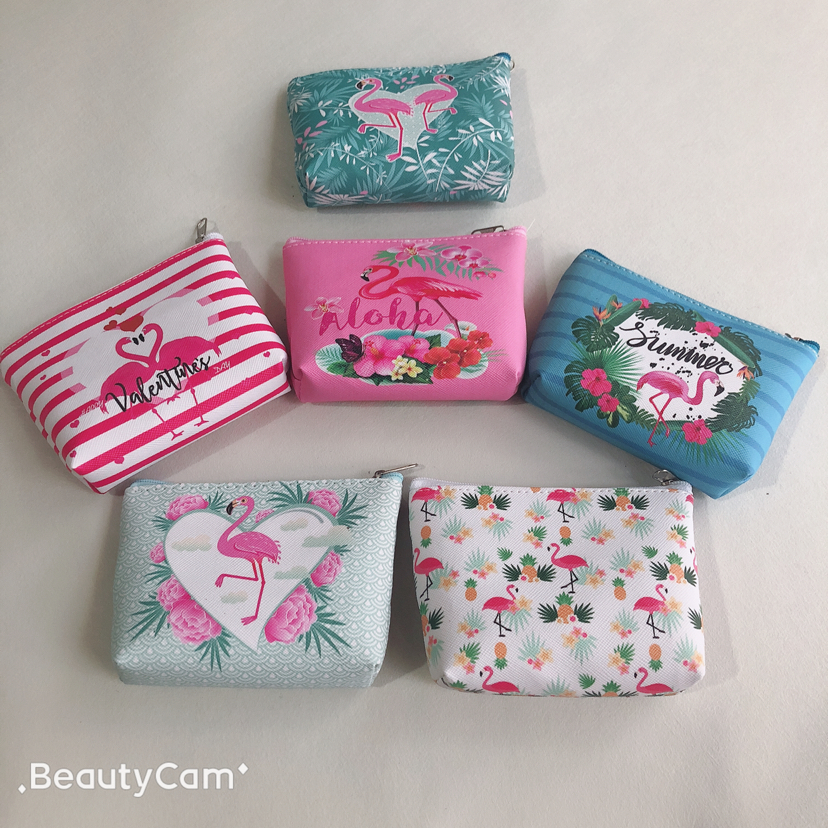 Flamingo coin purse, PVC printed wallet, corner pressed pu wallet, coin purse, wallet details Picture