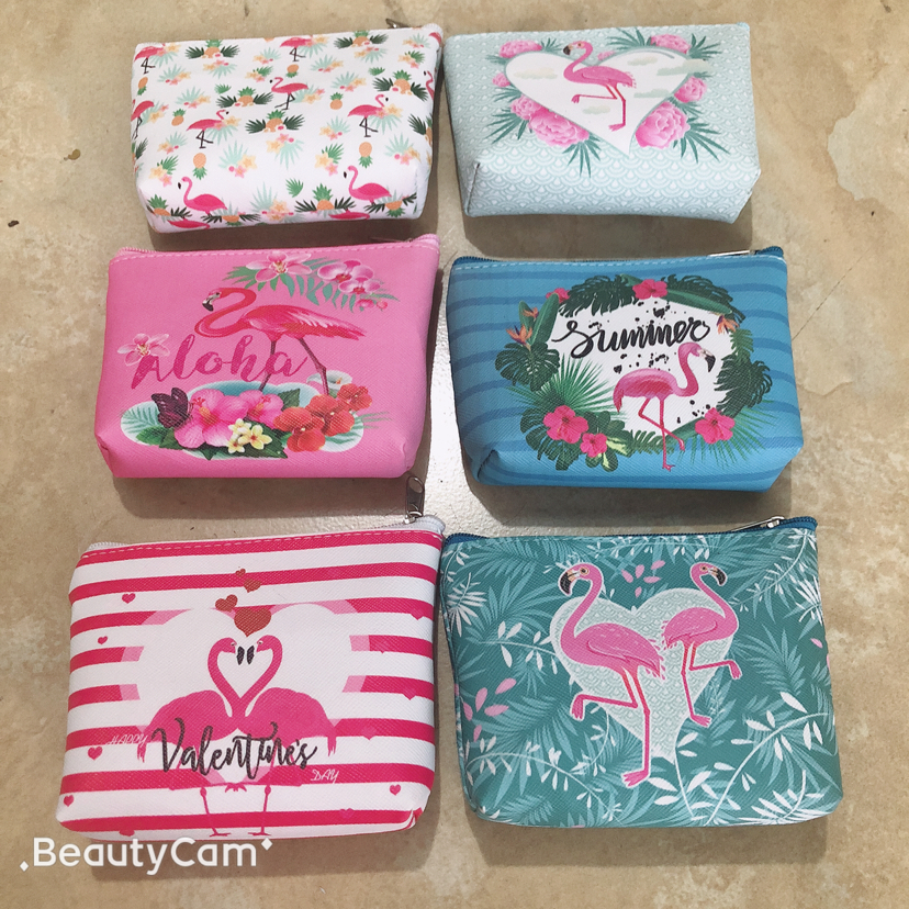 Flamingo coin purse, PVC printed wallet, corner pressed pu wallet, coin purse, wallet Application Scenario
