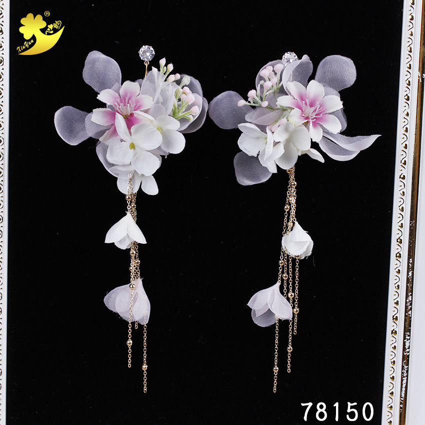 Wedding accessories and earrings for Japanese and Korean brides, forest-themed exotic style, star street style, model catwalk, fashionable fabric accessories