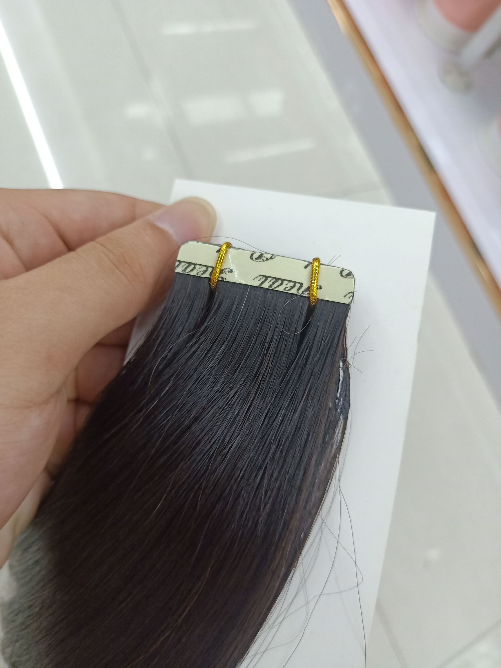 Real person's pu hair extension, natural color, 50 to 60 cm, domestic malt gel details Picture