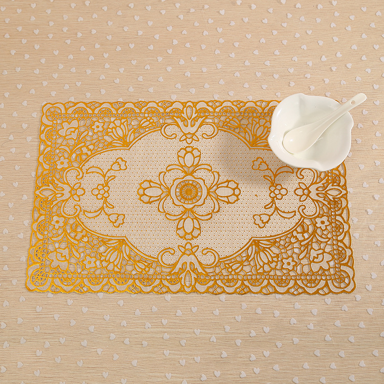 Creative printed eco-friendly gold and silver embossed tablecloth, waterproof and anti-slip Western placemat, table plate mat, 30*46CM full figure