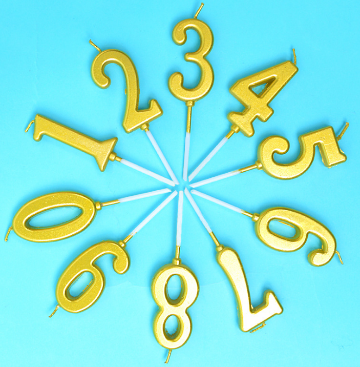 Gold digital candles smokeless digital Birthday candles cake decoration plug-in gold plated candles decorative craft candles thumbnail