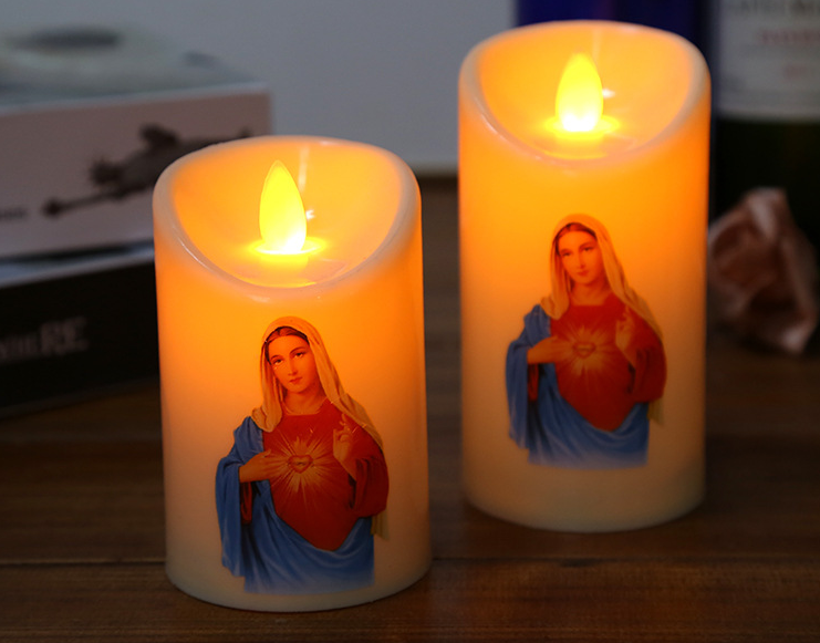 LED candle lights electronic candle lights oblique swing wick religious auditorium decorative candle lights printed custom