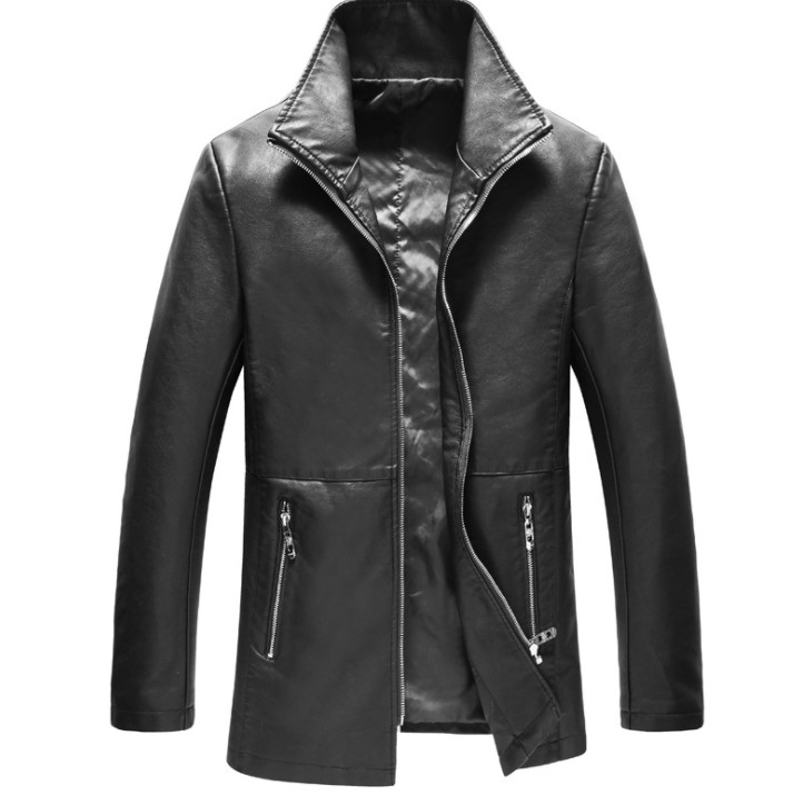 Men's casual leather jackets, new pu jackets for men, European and American motorcycle suits, single-lining fabric fitted leather jackets Item Picture