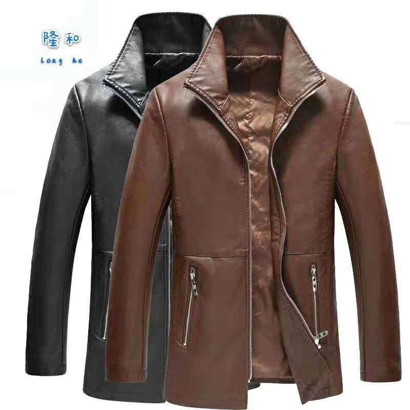 Men's casual leather jackets, new pu jackets for men, European and American motorcycle suits, single-lining fabric fitted leather jackets